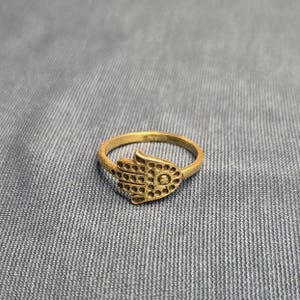 Pure Brass Hamsa Ring, Spiritual Jewelry, Evil Eye Ring, Gift For Her, Gift For Mom, minimalist Ring, Hand OF Fatima Ring, Boho Ring,