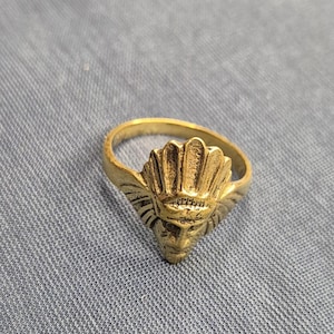 Pure Brass Indian Chief Head Ring, Indian Chief Head Jewelry, Brass Ring, Designer Ring, Gift for Her, Gift Ring, Ring for Women, For Girl