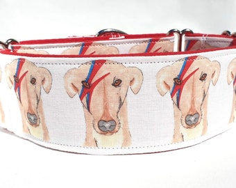 Ziggy Pattern On White, 50mm Martingale Greyhound Sighthound Whippet Lurcher Collar