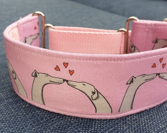 Reduced Martingale ' kissing hounds ' pattern Martingale Greyhound Sighthound Whippet Lurcher Collar