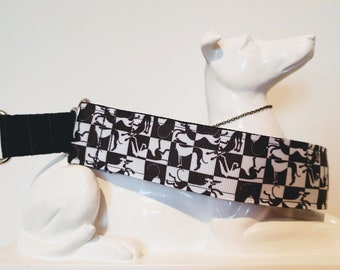 Richard Skipworth black and white  reduced Martingale Greyhound Sighthound Whippet Lurcher Collar