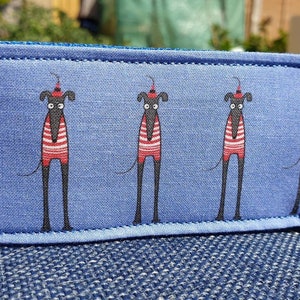 A full martingale ' Where is our wally ' pattern Martingale Greyhound Sighthound Whippet Lurcher Collar