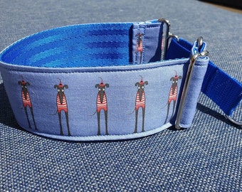 Reduced Martingale ' where is our wally ' pattern Martingale Greyhound Sighthound Whippet Lurcher Collar