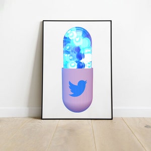 Twitter Capsule Rendering, Wall Art Decor, Digital Download Print, Social Media Art