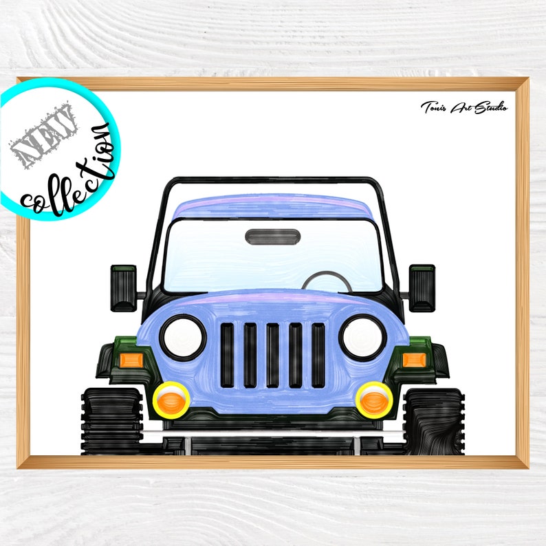 Blue Jeep Print Jeep Wall Art Toddler Room Decor Jeep Etsy