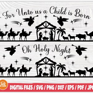 Oh Holy Night SVG | Nativity Scene SVG | Cut File | Cricut | Christmas Decoration