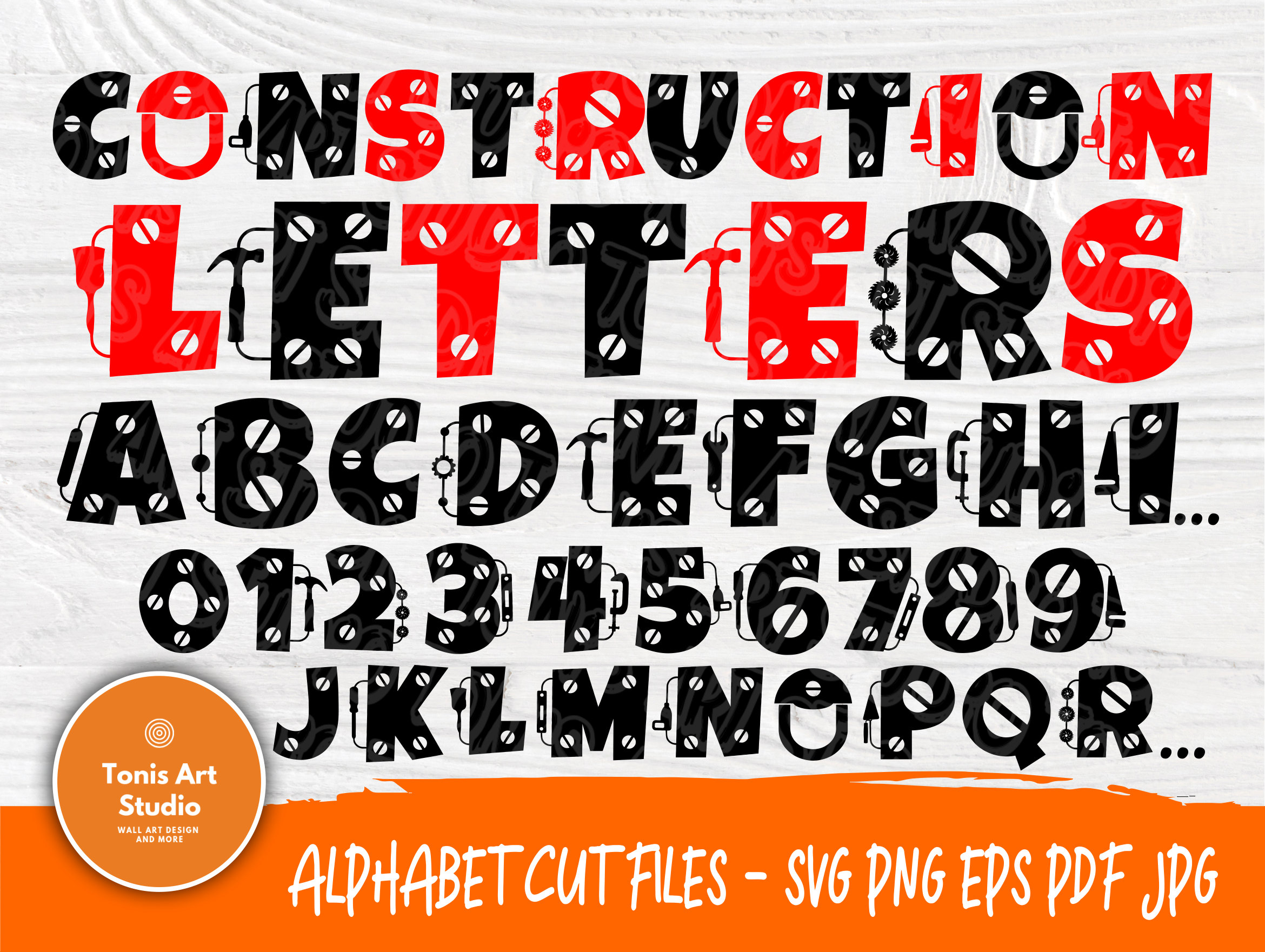 Construction Font SVG Numbers Svg Construction Letters Svg Construction