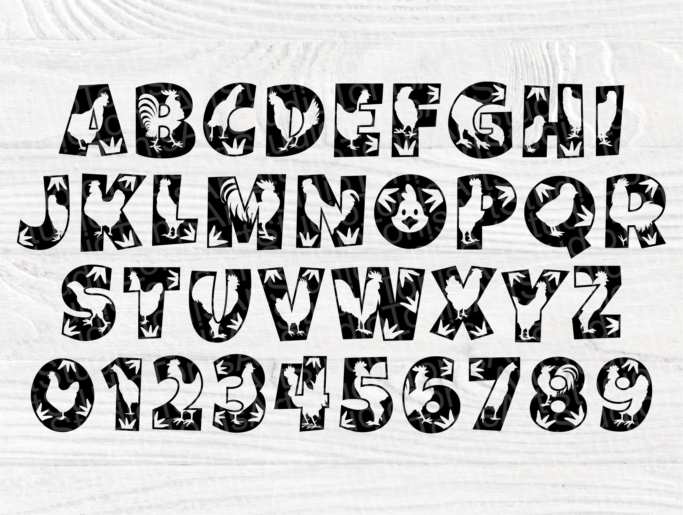 Farmhouse Font SVG Chicken Alphabet Chicken Svg Fonts Etsy