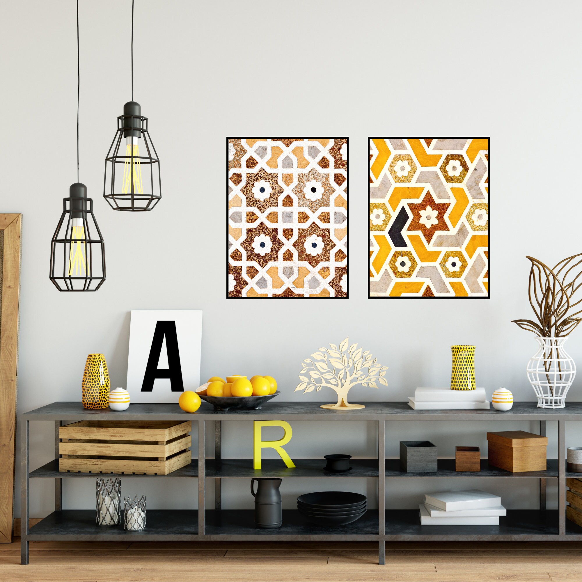 India Pattern Set of 2 Prints, India Decoration Printable, Bohemian