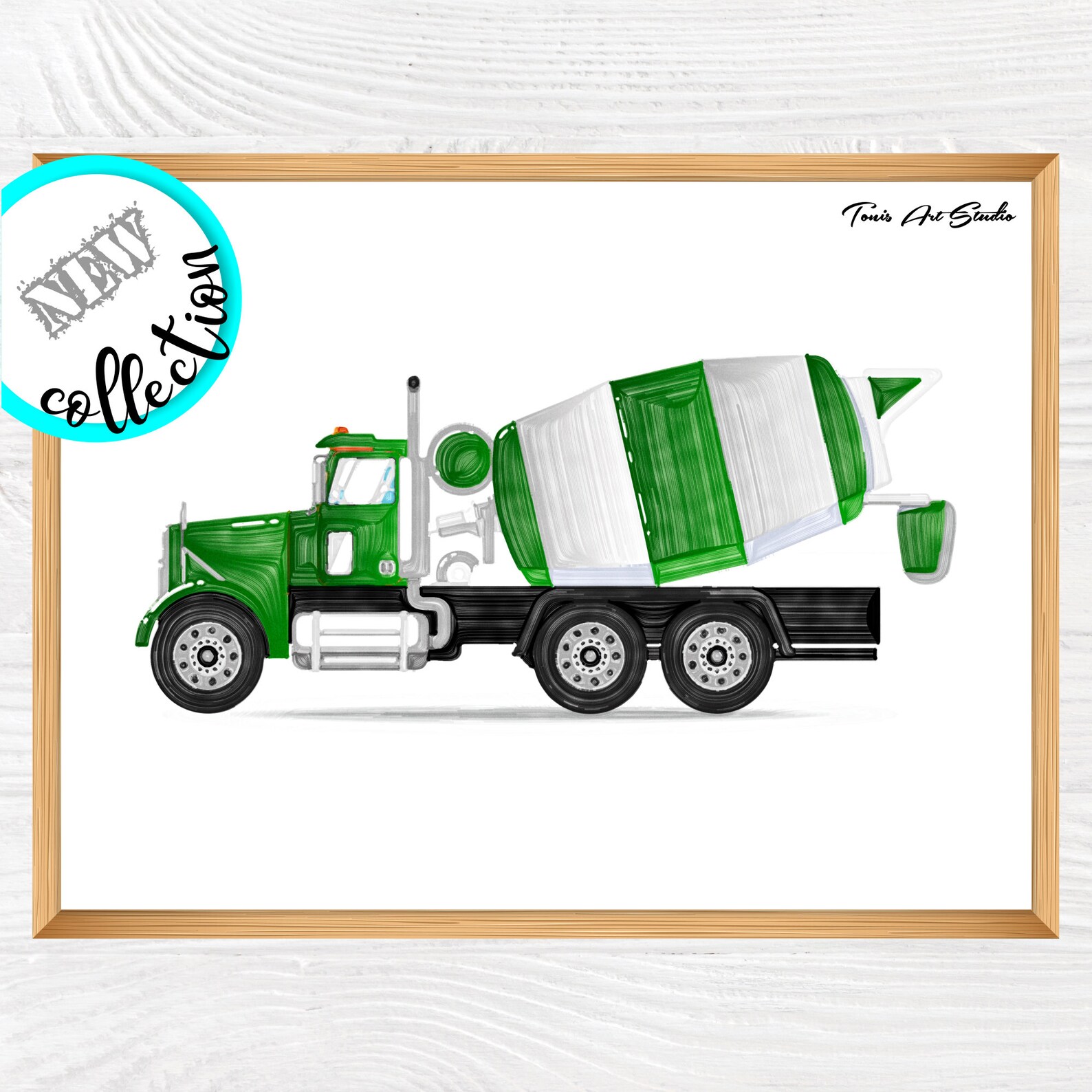 Cement truck wall decor Wall art print Truck watercolor Etsy