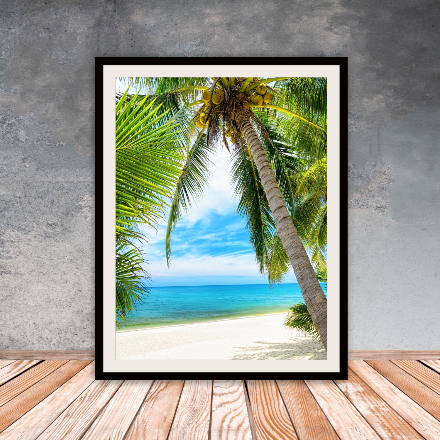 Tropical Beach Print, Digital Download, Coastal Tropical Wall Art Decor
