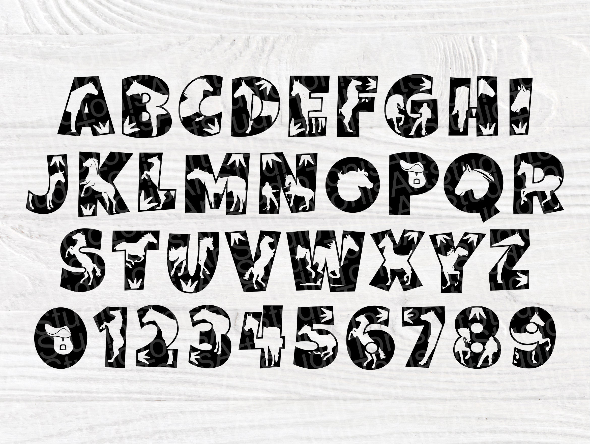 Download Horse SVG Fonts, Animal Alphabet, Horse Monogram