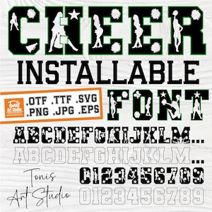 Fuente Cheer SVG, fuente Cheer Varsity, OTF, TTF, Cheerleading Svg, alfabeto Cheer, letras Cheer