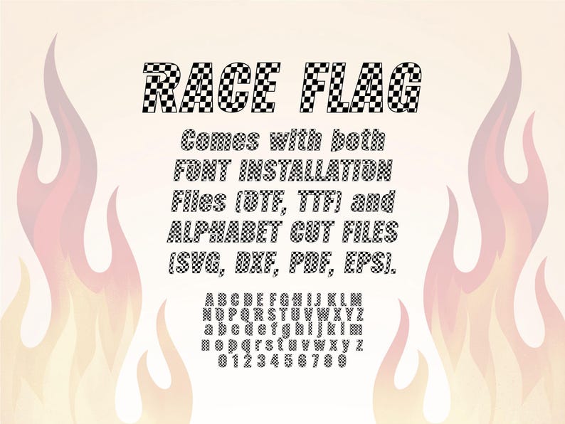 Truetype Racing Font Race Flag Font: Checkered Racing Alphabet, Display Font, Normal ...