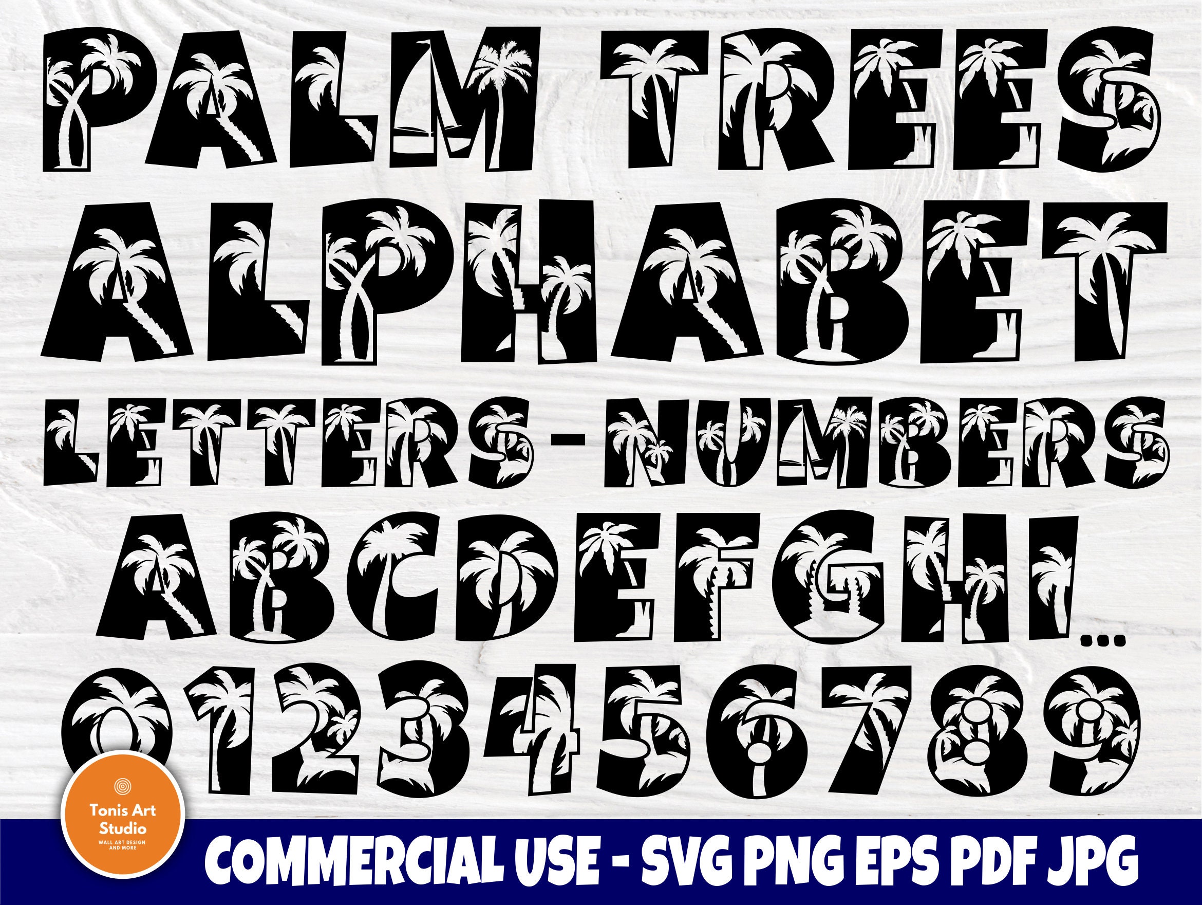 Download Palm Trees SVG Fonts, Beach Monogram, Alphabet Svg