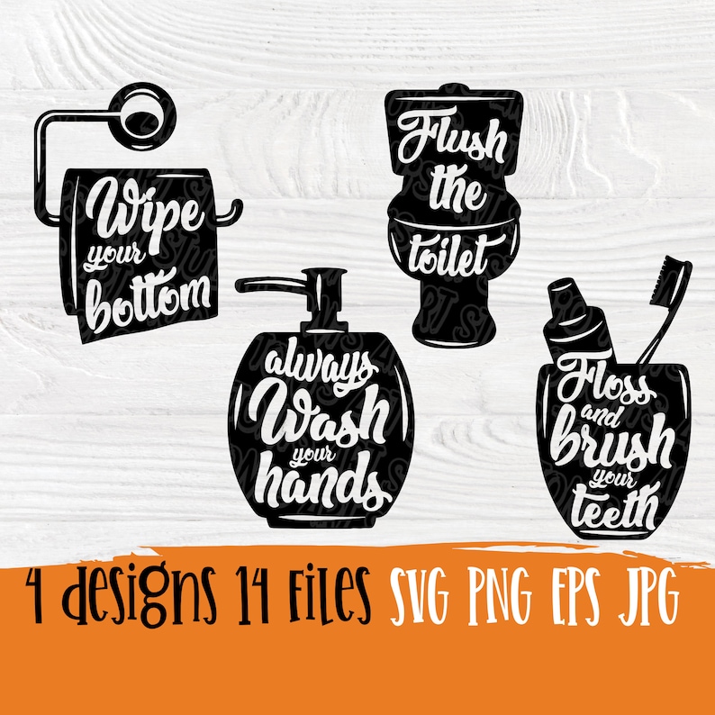 Download Bathroom Printable Bathroom Svg Bathroom Silhouette Bathroom Quotes Svg Set Of 4 Toilet Svg Funny Svg Digital Cricut Cut Files Clip Art Art Collectibles Minyamarket Com