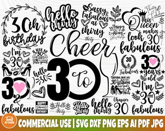 30th Birthday SVG, Thirty Svg, Hello 30 Svg, Dxf