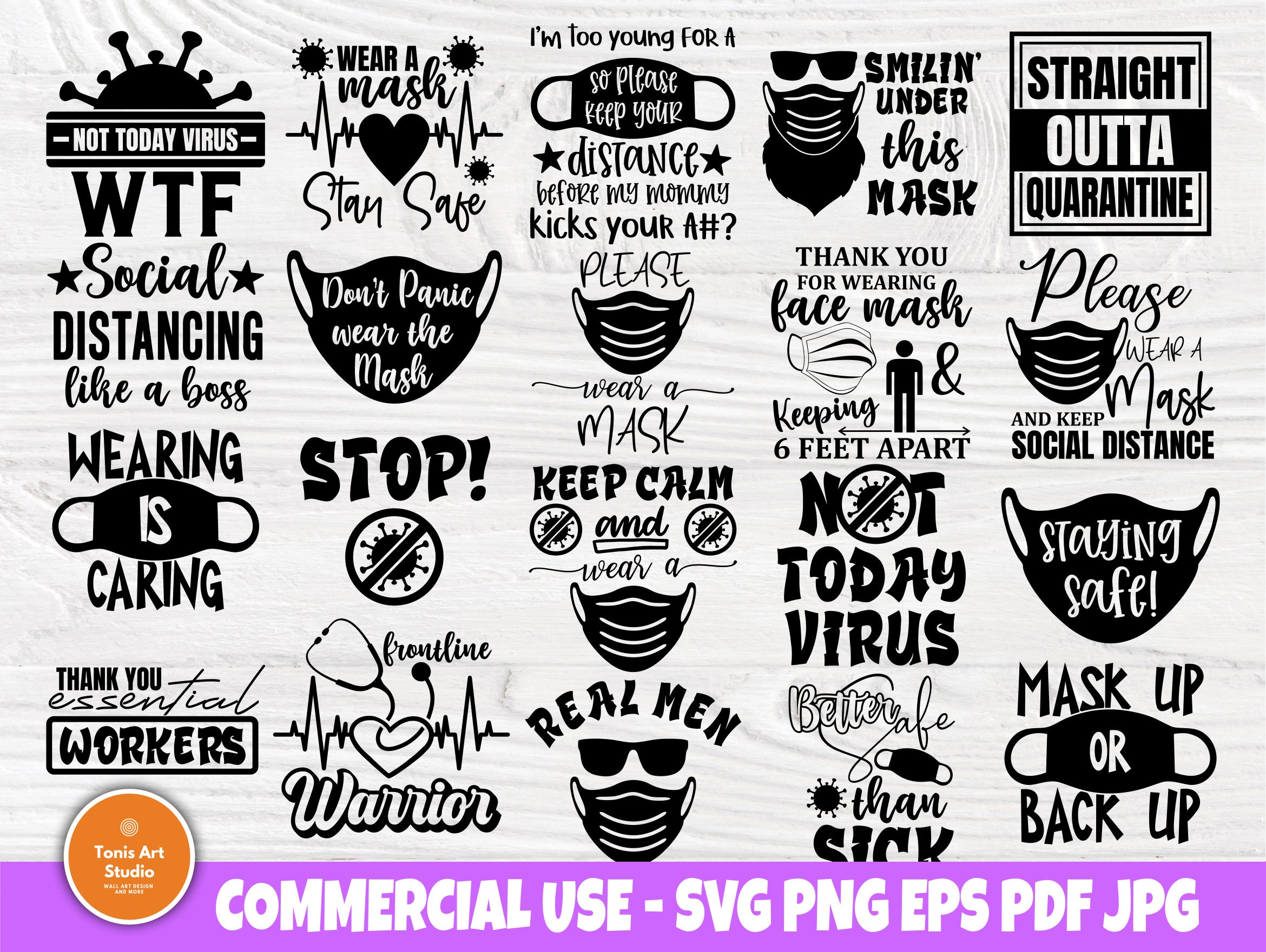 Face Mask Quotes SVG, Social Distancing Svg, Virus