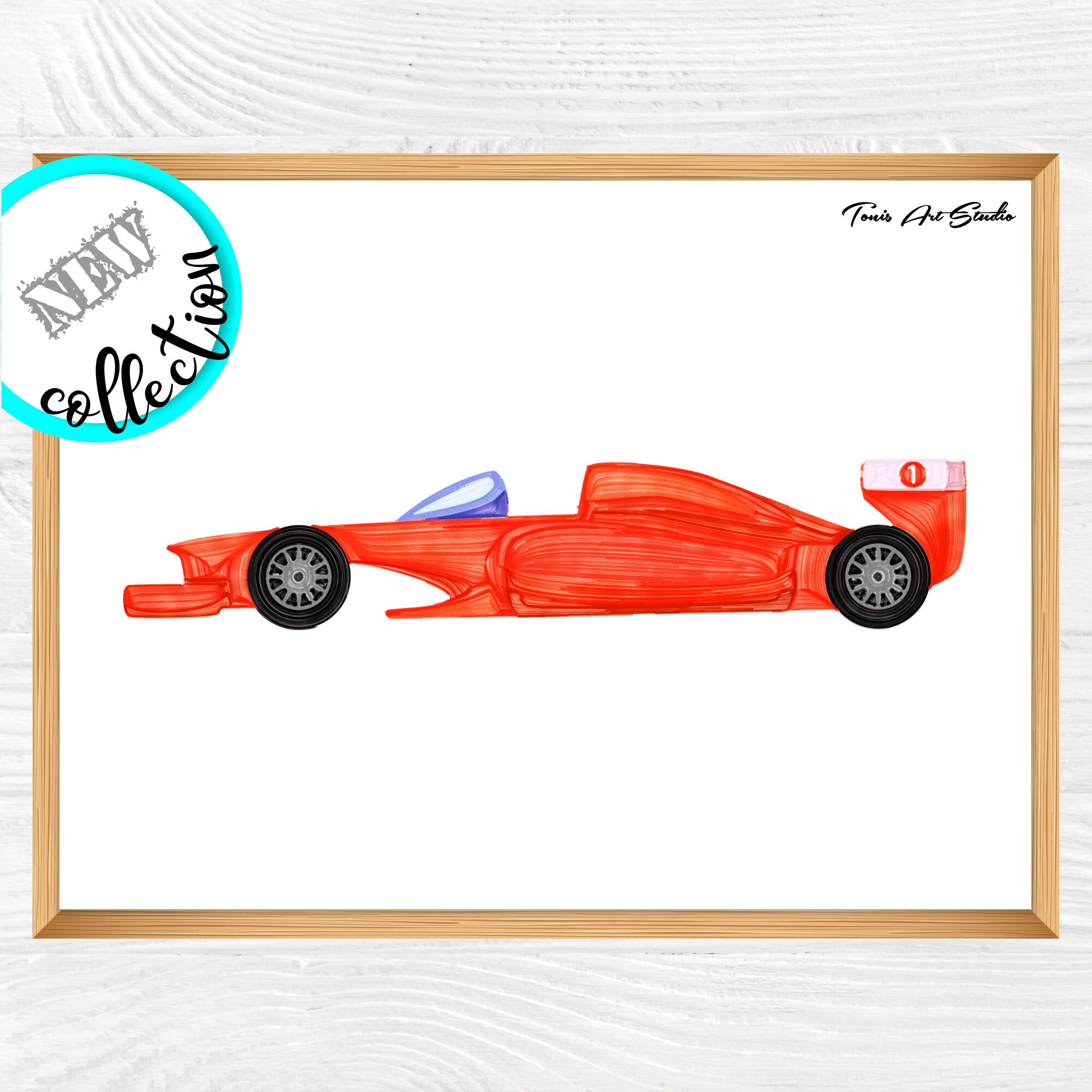 Race car wall decor | Nursery wall art | Car watercolor | Nursery decor