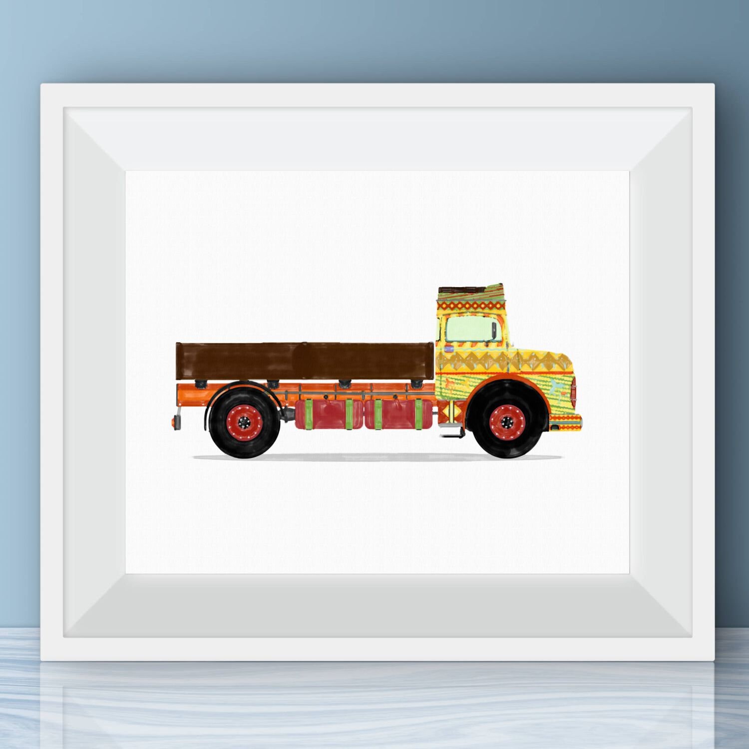 retro indian truck boys wall art vintage truck watercolor | etsy
