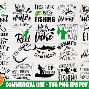Pacchetto SVG da pesca, citazioni per pescatori, file Lake Cut