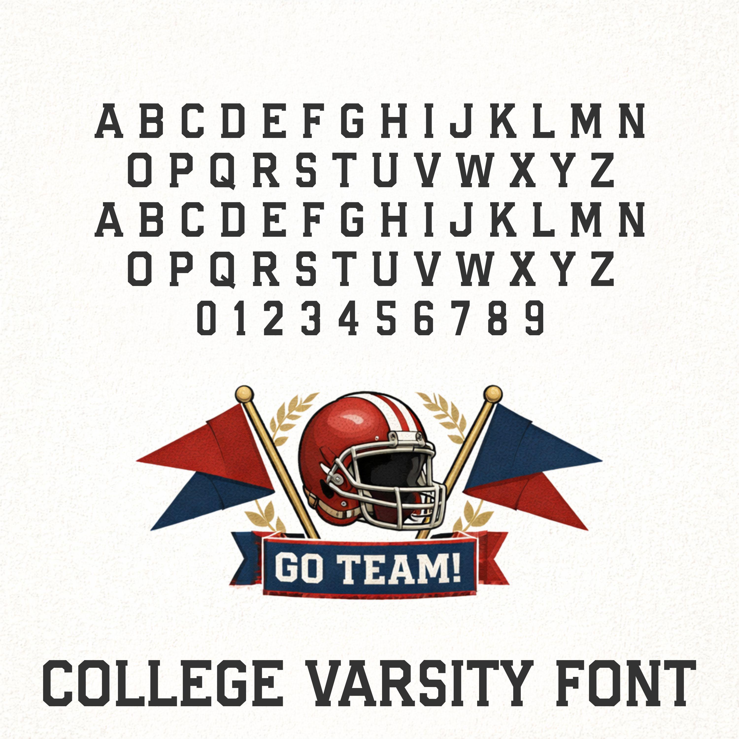College Varsity Font Bold Athletic Letters for Team Shirts Signs Logos ...