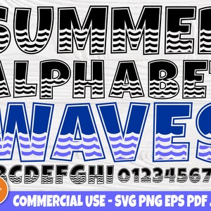 Alphabet SVG, Summer Font, Wave Svg, Letters Svg