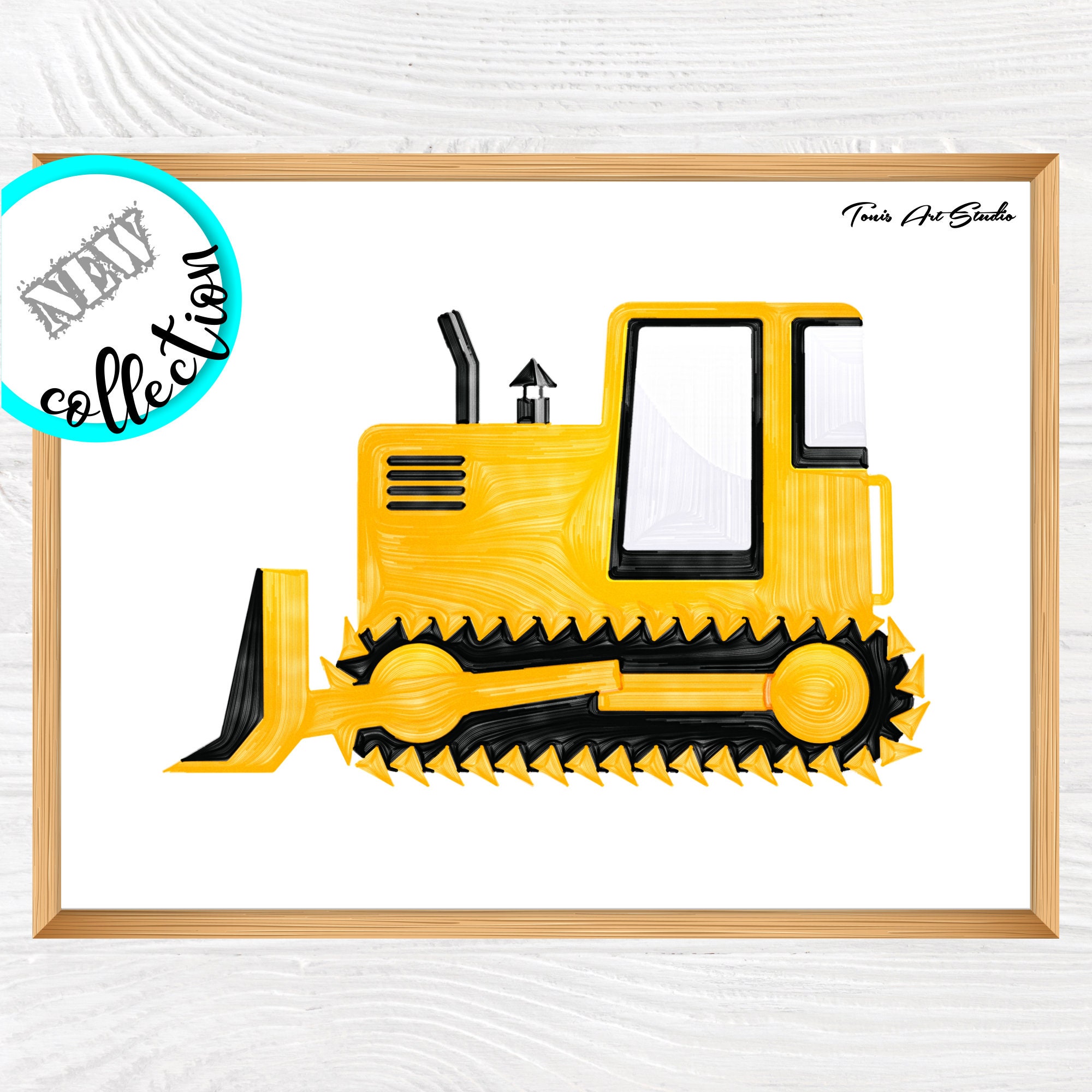 Bulldozer Wall Art Print, Construction Nursery, Transportation Print
