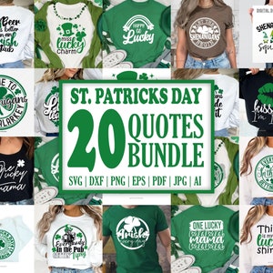 St. Patrick’s Day SVG Bundle | Lucky Shamrock, Irish Quotes, Green Beer, Funny St. Paddy’s Day Shirt Designs for Cricut & Sublimation