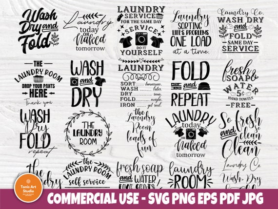 Laundry SVG Bundle, Laundry Room Signs, Cut Files