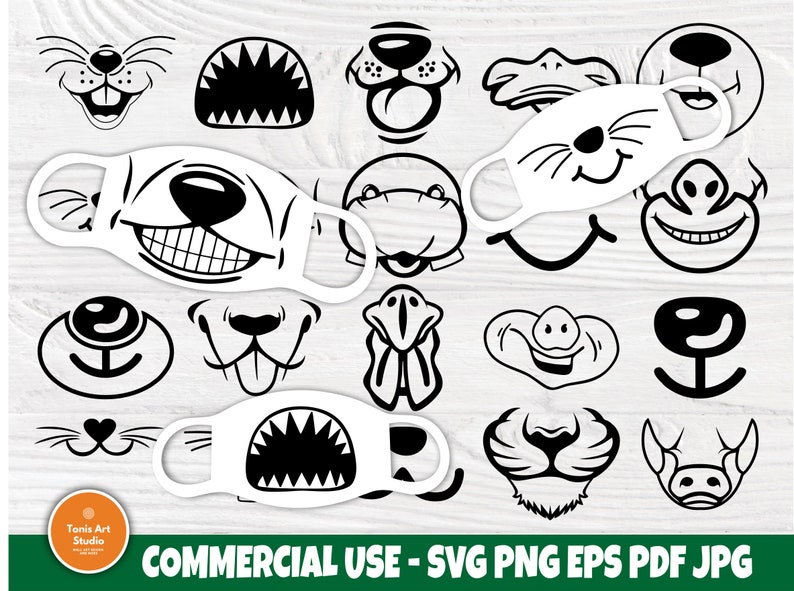 Download Kids Face Masks SVG Bundle Funny Animal Face Mask | Etsy