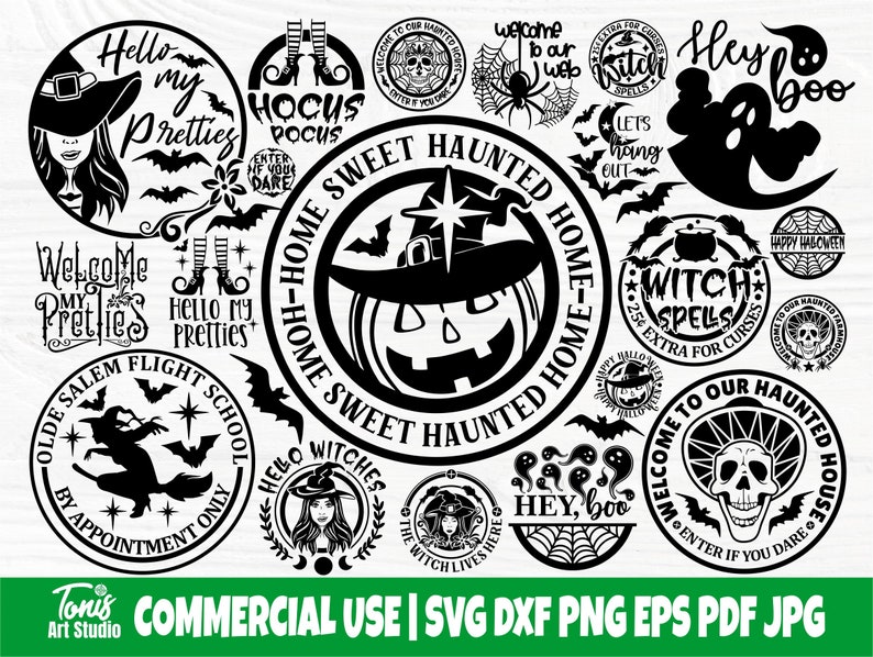 Halloween SVG Bundle Farmhouse Round Sign Designs image 1