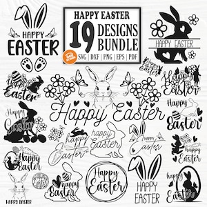 Pacote SVG de Feliz Páscoa, Svg de Páscoa, Camisas de Feliz Páscoa, Citações de Páscoa Svg, 19 designs de camisetas, arquivos cortados para Cricut, Silhueta
