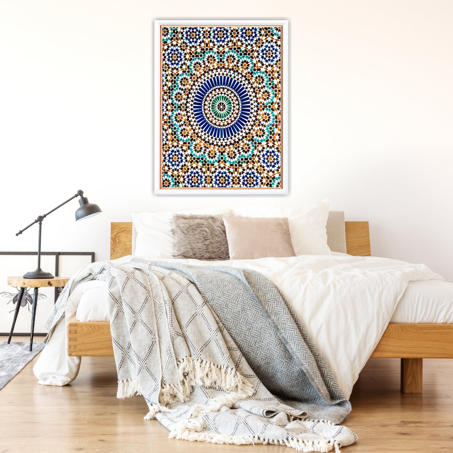 Moroccan Tile Wall Art Moroccan Pattern Print Boho Wall Art Etsy