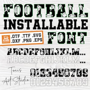 Fonte de futebol SVG, fonte de futebol universitário, OTF, TTF, futebol americano Svg, alfabeto de futebol, letras de futebol