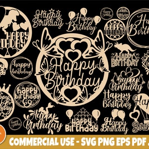 Happy Birthday SVG Bundle | Cake Toppers Svg Bundle | Birthday Party Cut Files