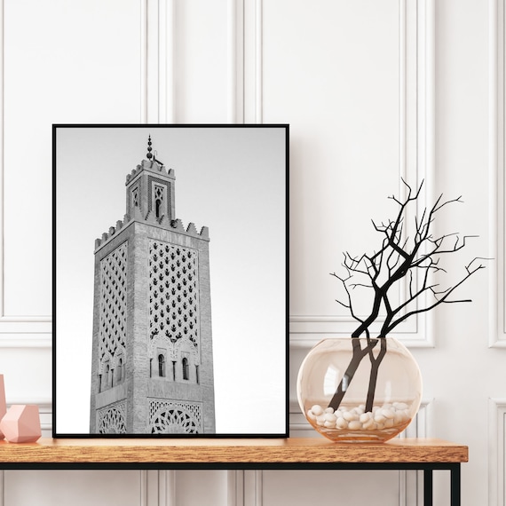 Moroccan Decor Black And White Printable Boho Wall Art Architecture Print Large Wall Art Travel Photography Digital Download