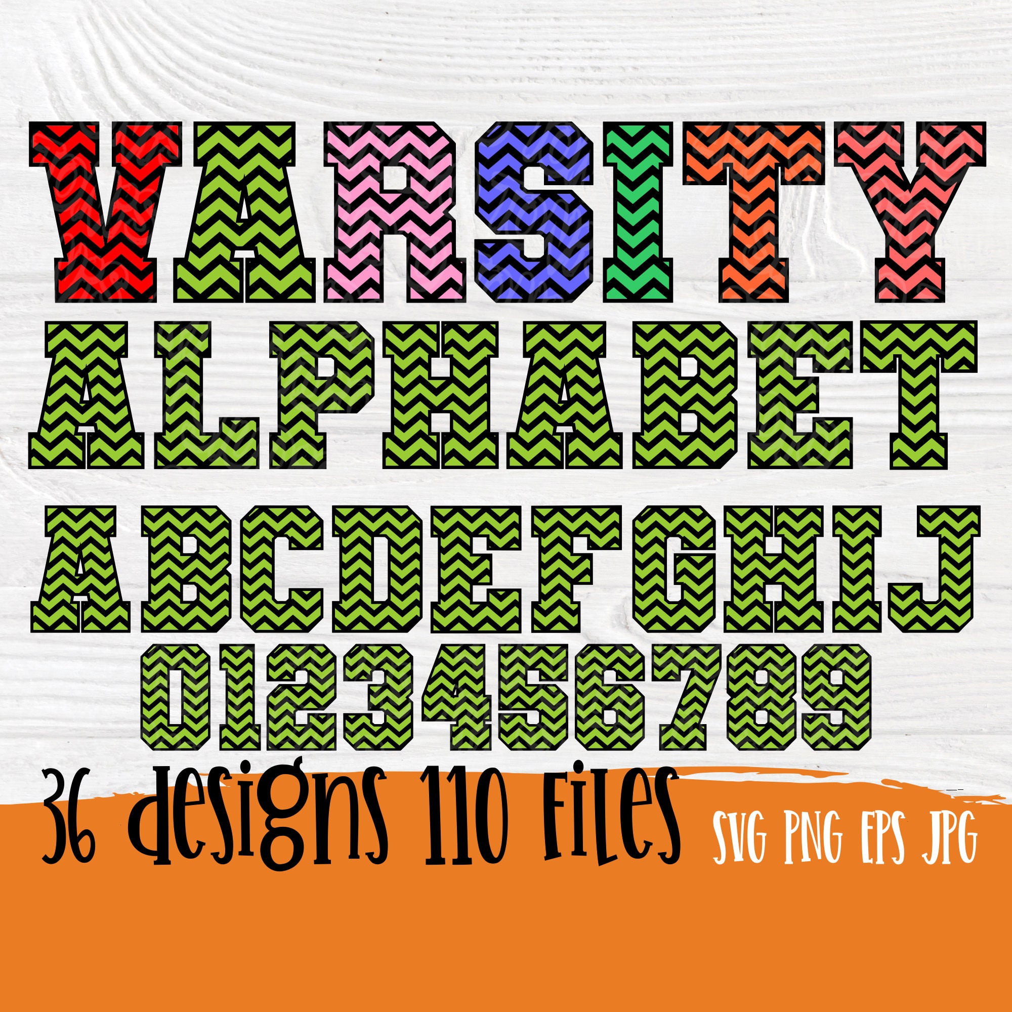 Download Varsity alphabet SVG | Chevron font svg | Pattern font svg | Chevron letter svg | Chevron jersey ...