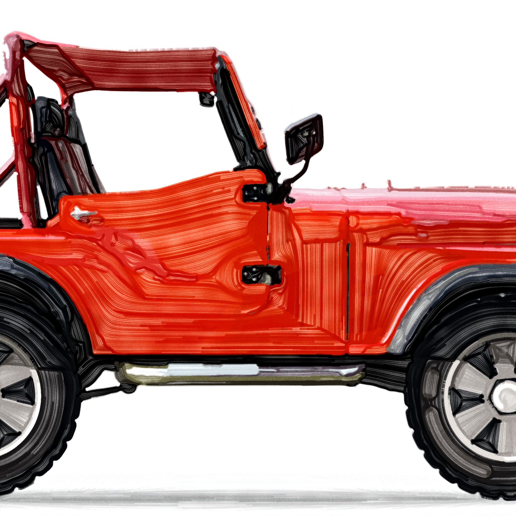 Jeep watercolor Red vehicle art Jeep wall decor Jeep Etsy