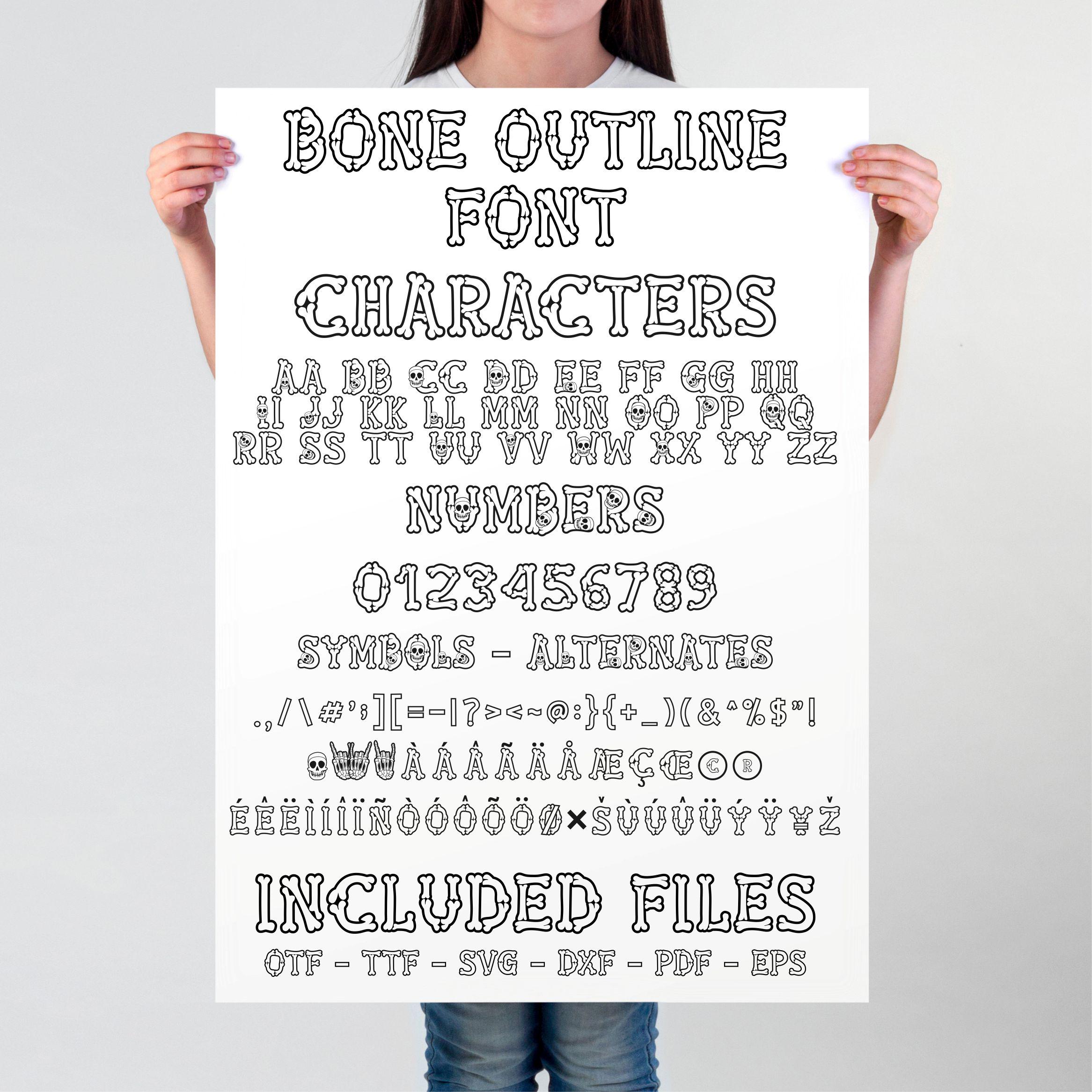 Bone Outline Font SVG OTF TTF: Skeleton Style Letters for Halloween ...
