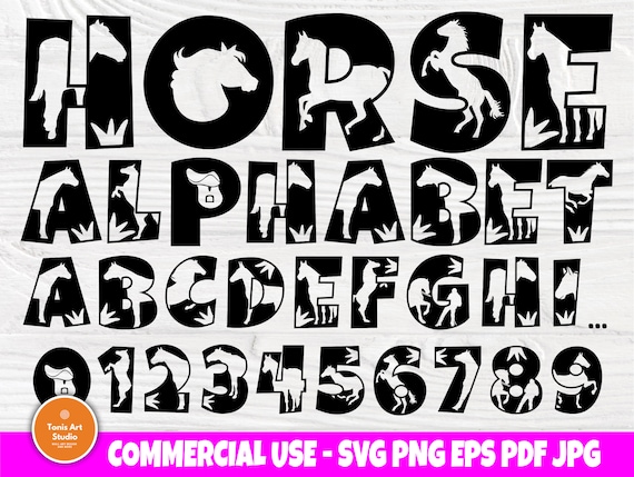 Download Horse Svg Fonts Animal Alphabet Horse Monogram Etsy