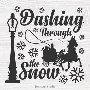 Se précipiter dans la neige SVG - Noël signe Svg - Svg de vacances d'hiver - traîneau des cliparts - Svg bloc de verre - fichier de coupe - usage commercial
