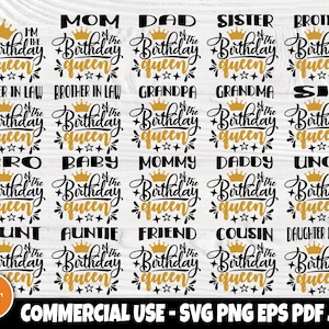 Rainha de Aniversário SVG, Camisa de Aniversário Svg, Família Svg
