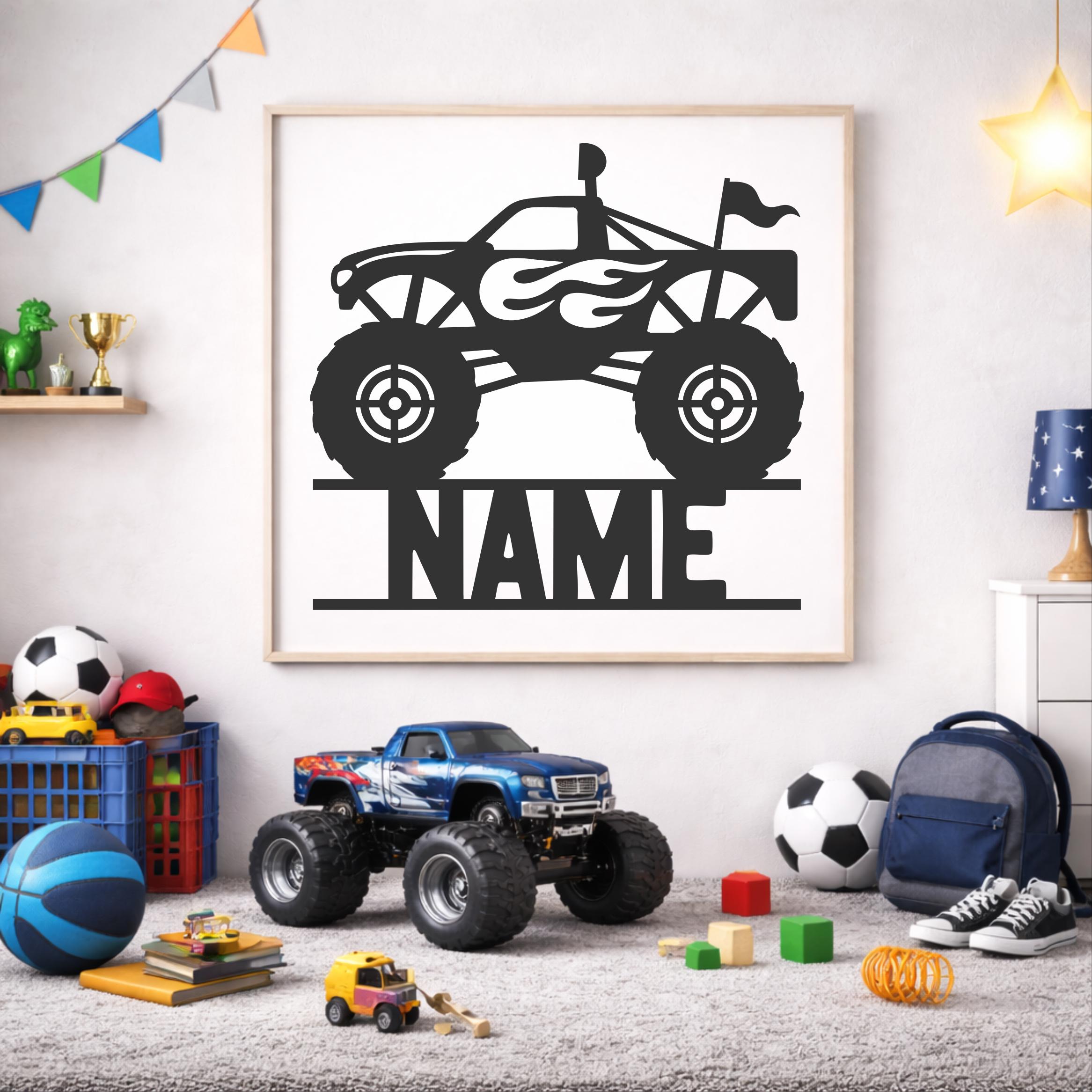 Monster Truck Monogram SVG, Kids Room Decor, Laser Cut File (digital ...