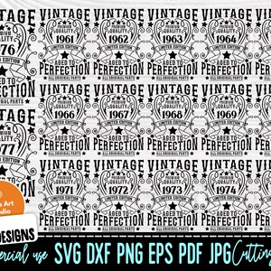 Pacote SVG de aniversário vintage de 1961-1980, idades Svg