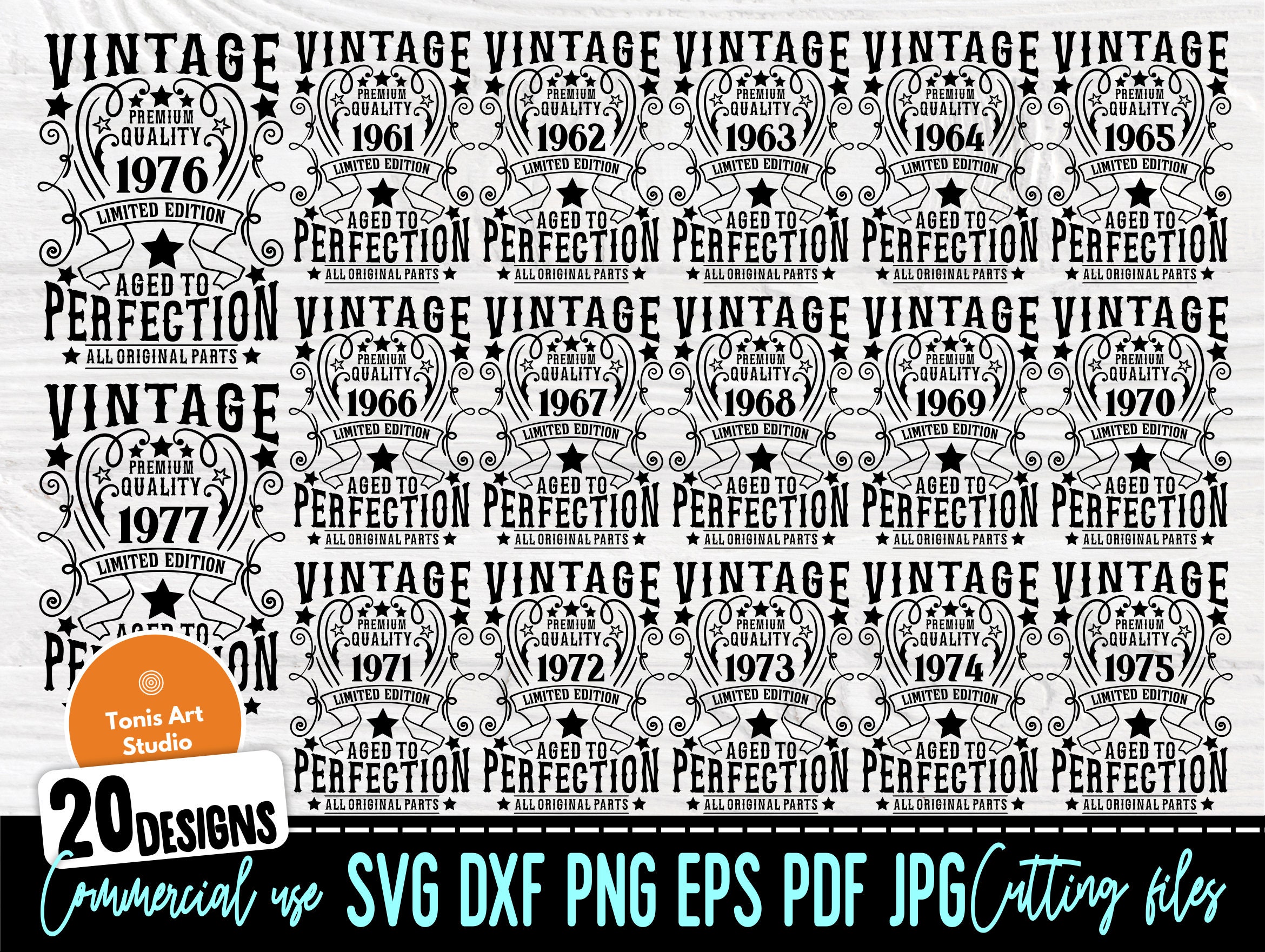 Download Vintage Birthday Svg Bundle 1961 1980 Ages Svg