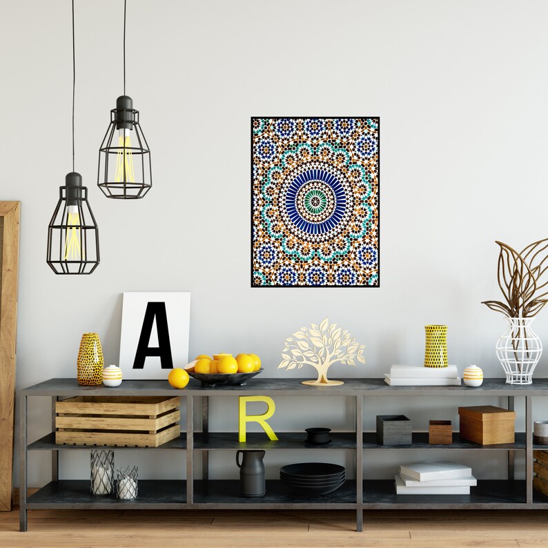 Moroccan Tile Wall Art Moroccan Pattern Print Boho Wall Art Etsy UK