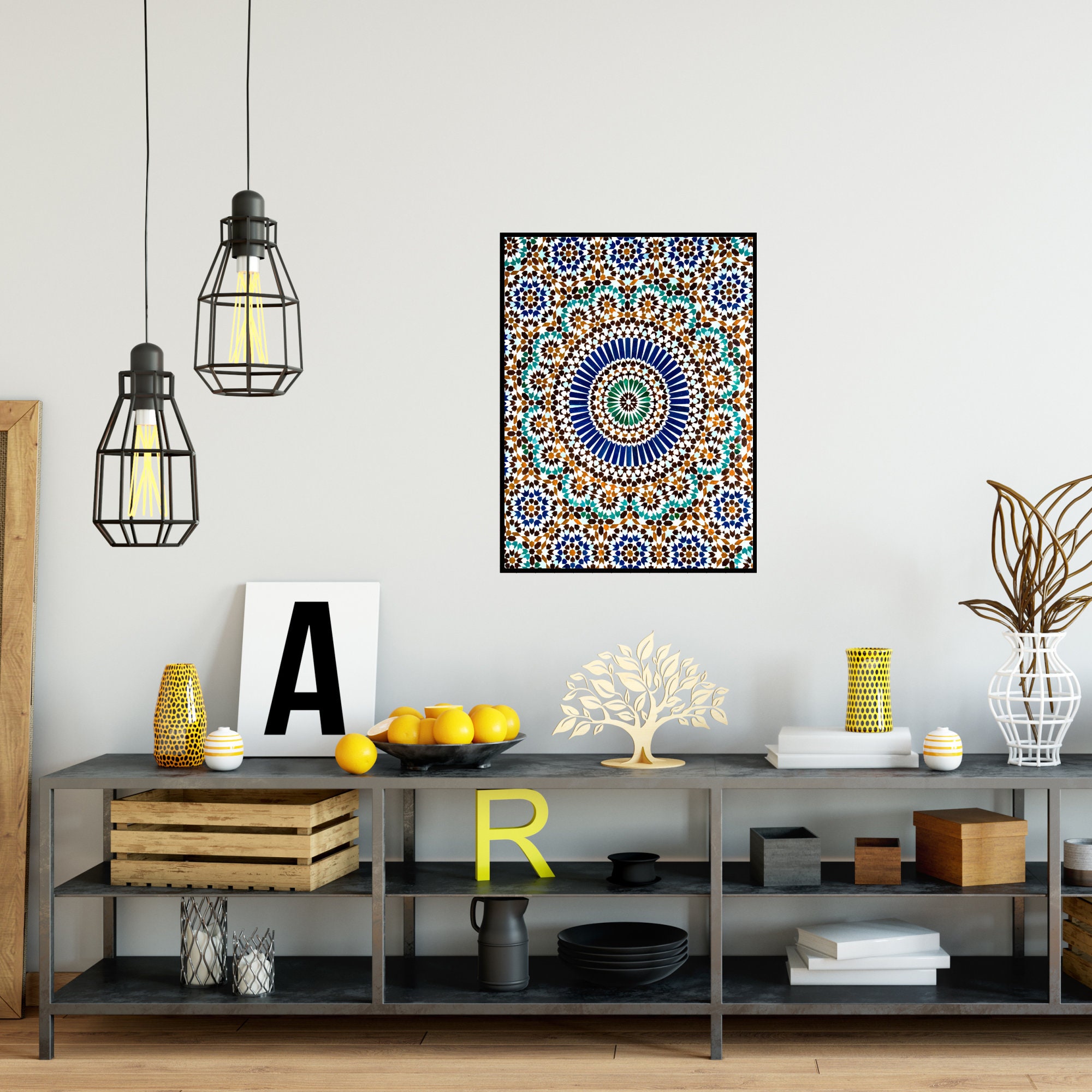 Moroccan Tile Wall Art Moroccan Pattern Print Boho Wall Art Etsy UK