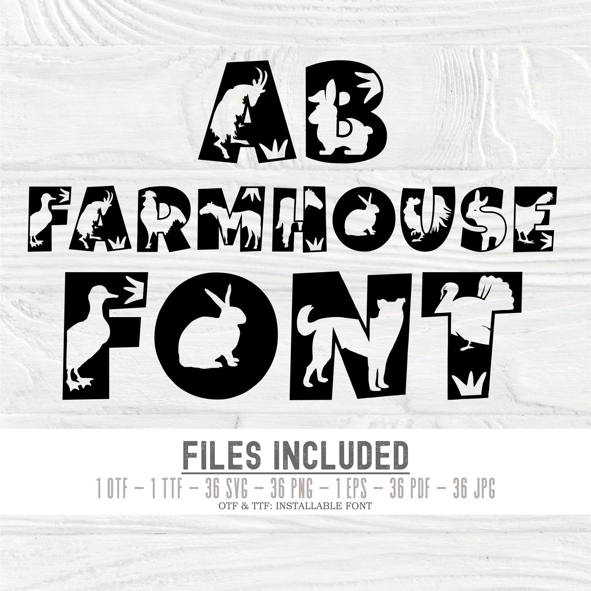 Farm Animal Font: Farmhouse Letters SVG, OTF, TTF - Etsy