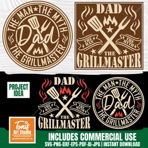 Grill master svg, papá el hombre el mito el grillmaster svg, divertido papá svg, rey de la parrilla, padre camiseta svg, diseño de camiseta, archivos cortados